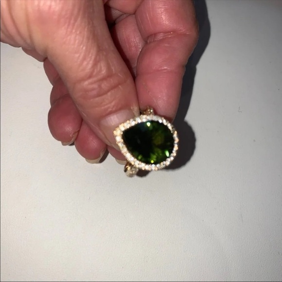 14K DIAMOND GREEN TOURMALINE RING 9 - Picture 8 of 11